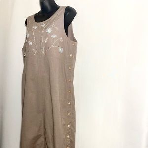 ERICA Embellished Floral Sleeve Cotton Dress midi
